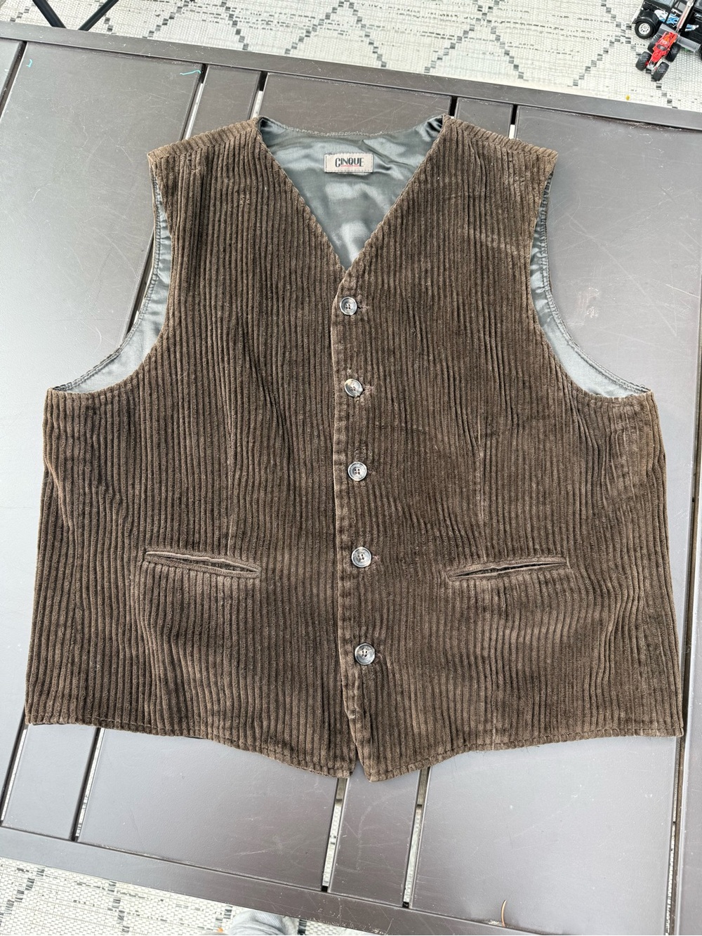 Vintage cinque men’s Brown Corduroy Button Vest 100% braumwolle